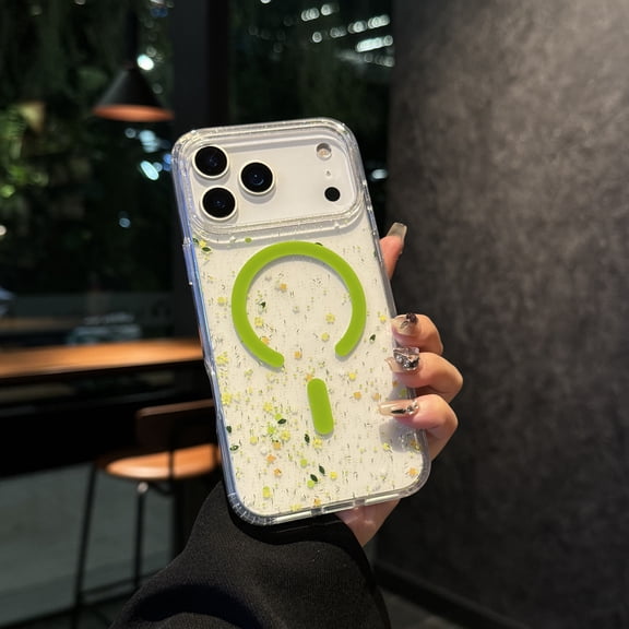 Magnetic for iPhone 17 Pro Max Case, Crystal Rubber | Compatible with MagSafe | Glitter Sparkly Bling | Military-Grade Protection & Scratch-Resistant Back Cute Cover for Women Girls,Green