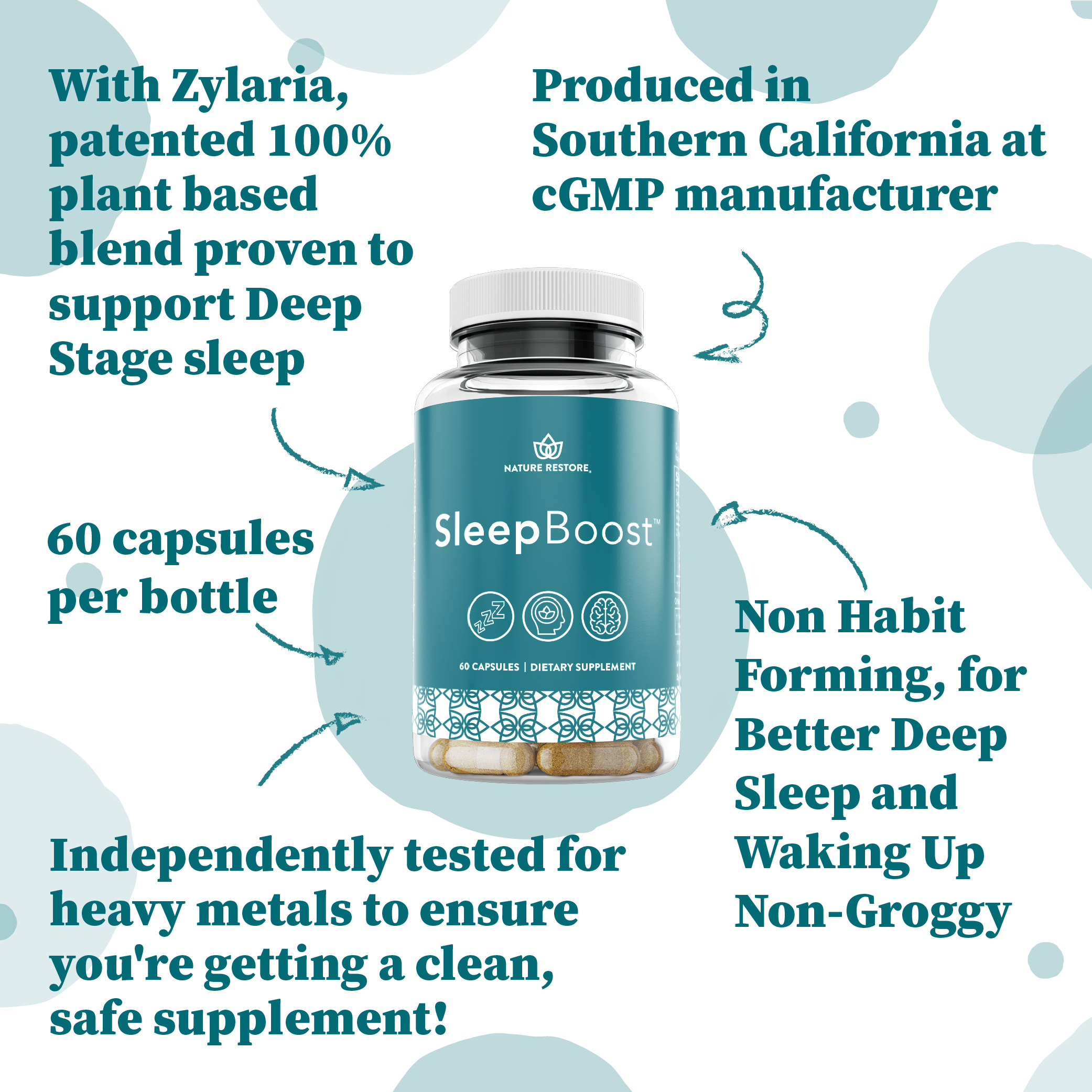 Nature Restore SleepBoost™, Sleep Support and Anti-Anxiety Supplement, Glutamic Acid and GABA Activation, Xylaria Nigripes, 60 capsules