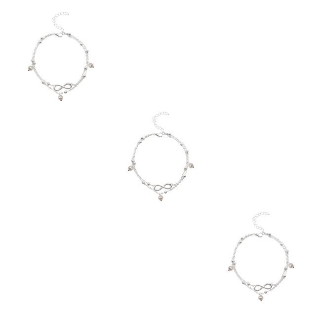 Qarigey Niñas tobillera pie adorno pies cadenas para vestido decoración perla/8 formas plata Type1 NO1 Qarigey CBP200244