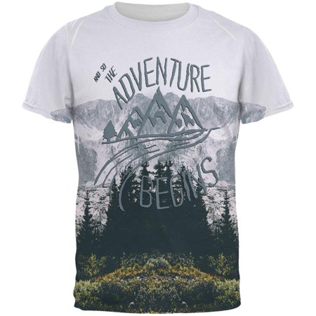 Adventure Skirt - Hiking Mountains So The Adventure Begins All Over Mens T Shirt