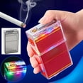 thumbnail image 3 of Gnmfd Transparent LED Light Cigarette Case With USB Rechargeable Tungsten Lighter, Windproof Slide Ignition Smoking Accessory With Colorful Light For Men Women Travel Party Gift Use, 3 of 5
