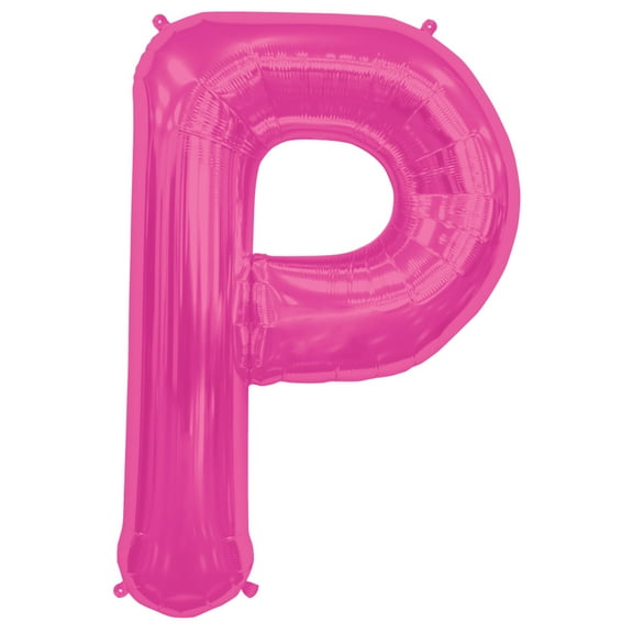 Northstar Alphabet Letter P Shape Solid Jumbo Helium 34" Foil Balloon, Magenta