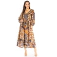 thumbnail image 5 of Sakkas Katty Women's V Neck Midi Casual Boho Maxi Long Sleeve Dress Floral Print - 557-Brown - L/XL, 5 of 5