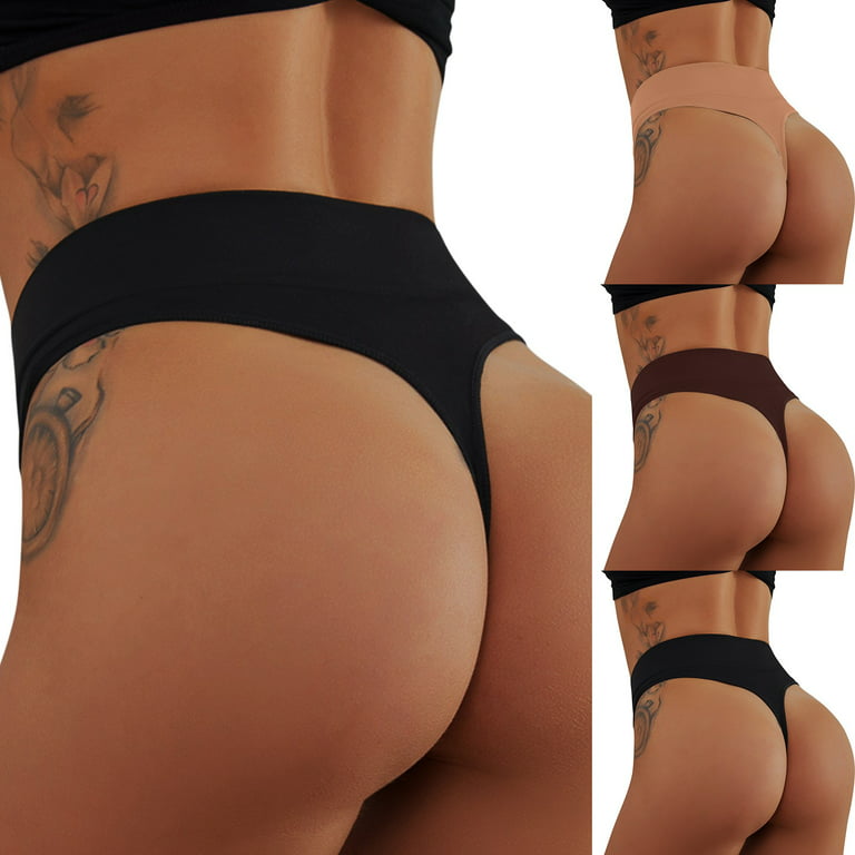 MRULIC panties for women Women Seamless Thongs For Women Thong Sexy  Underwear Black + M