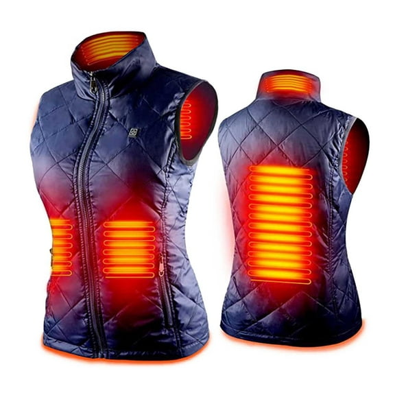YAYUBA Womens Heated Vest Women's Lightweight Quilted Heated Winter with Rechargeable Battery for Outdoor Cold Weather Comfort,Blue,M