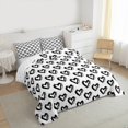 thumbnail image 4 of Homewish Cute Loves Pattern Full Size Comforter Sets,Abstract Graffiti Bedding Comforter Set,White Black Bedding Sets For Girls Kids,Ultra Soft Home Decor Reversible,3-Piece, 4 of 9