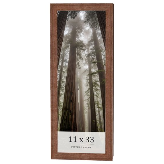 11x33 Frame Brown Farmhouse Solid Wood Picture Frame Width 1.5 Inches | Interior Frame Depth 0.5