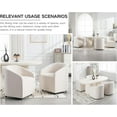 thumbnail image 4 of Guyou Linen Barrel Chairs, 24.5" Wide Accent Chairs for Living Room & Dining Room, Genuine Leather Lounge Chairs, Beige, 4 of 8