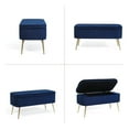 thumbnail image 5 of Homebeez Modern Velvet Storage Bench Ottoman with Padded Seat and Golden Metal Legs, Blue, 5 of 6