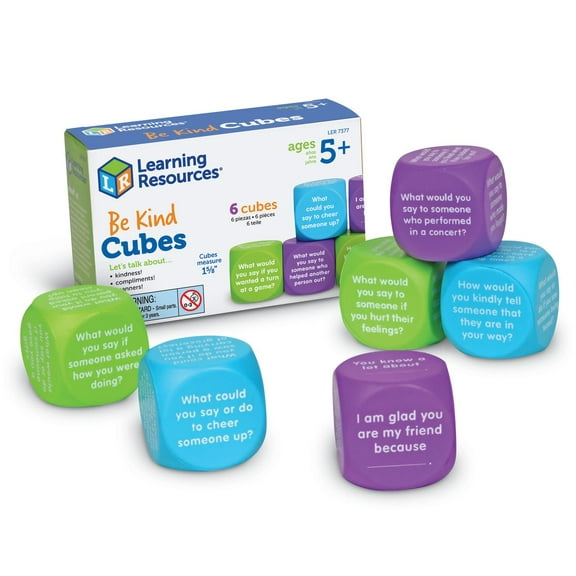 Learning Resources Be Kind Cubes - 6 pieces, Social Emotional Learning Toys for Kids Ages 5 , Speech Therapists Materials
