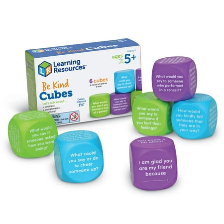 Learning Resources Be Kind Cubes - 6 pieces Social Emotional Learning Toys for Kids Ages 5+ Speech Therapists Materials