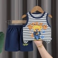 thumbnail image 2 of Summer Baby Boy Clothes Baby Boy Clothes Infant Boy Cotton Summer Set - Dinosaur Print Sleeveless Tank Top & Shorts, 2 of 3