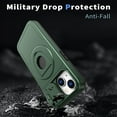 thumbnail image 2 of for iPhone 14/13 Case, Frosted PC Compatible with MagSafe Built-in 360 Rotatable Invisible Kickstand Sliding Window Camera Cover Military Grade Protection Case for iPhone 14/13, Darkgreen, 2 of 6
