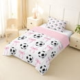 thumbnail image 2 of Erosebridal Pink Ribbon Bowknot Twin Comforter Sets For Bow Girl,Cartoon Soccer Pattern Ball Sport Theme Bedding Set,Reversible Pink 2-Piece, 2 of 7