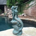 thumbnail image 3 of Homestyles 28 in. Giant Sexy Mermaid Sitting on Coastal Rock In Bronze Patina Beach Nautical Garden Statue, 3 of 6
