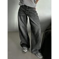 thumbnail image 4 of Vintage Light Gray Washed Wide Leg Jeans Women High Waist Loose Fit Extra Long Trousers Fall Winter Fashion Casual Streetwear Style Straight Leg Jeans For Women, 4 of 6