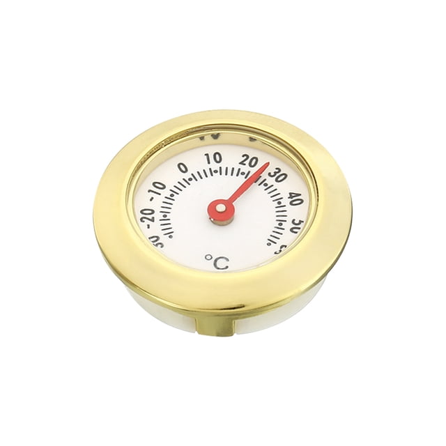 Uxcell 1.1" Mini Indoor Outdoor Thermometer Round Temperature Monitor Room Gauge, Gold