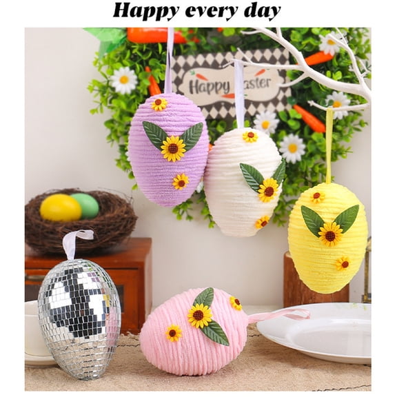 5PCS Easter 5.11in Hanging Egg Ornament for Party Decor Lightweight Plastic Woven Style Easter Egg Decoration for Home Tree Wall Display