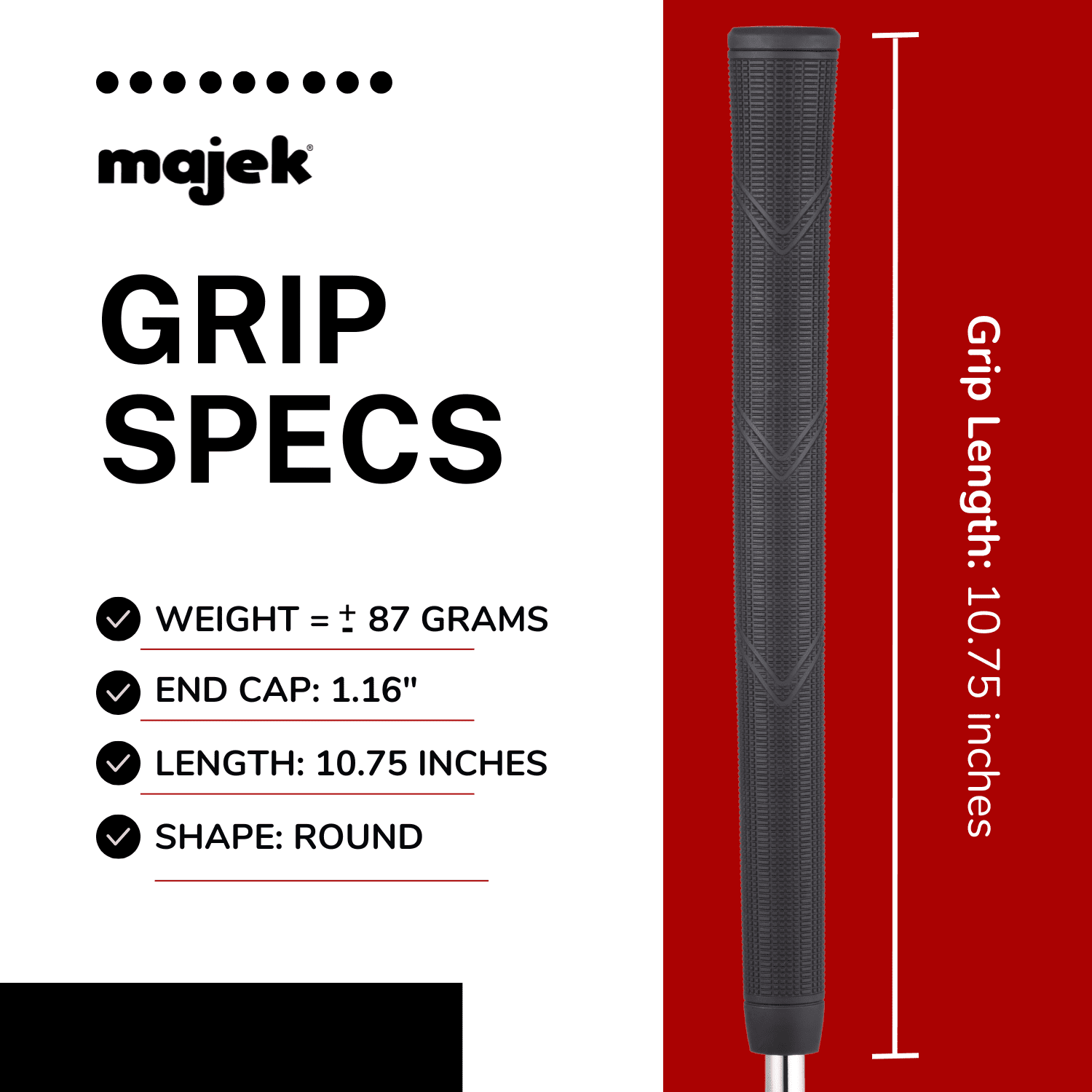 Majek Golf Club Grips- Super Jumbo Arthritic Extra Large Tour 360 Degree Black - NO LOGO - Round .600 Extra Large XL XXL Great for Tall Golfers with Big Hands - Premium Rubber Golf Grip - 3 Pack