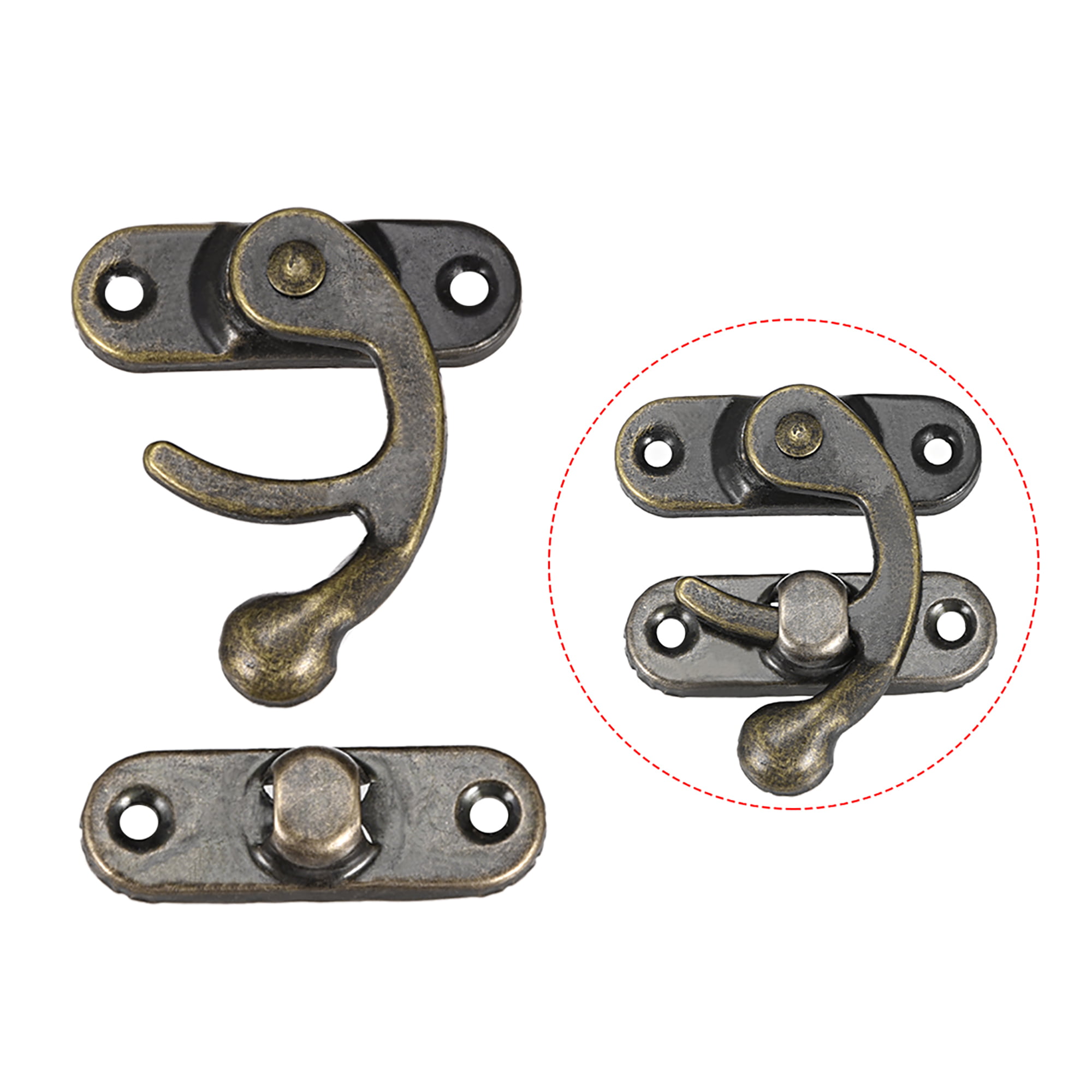 10pcs Bronze Tone 37mm x 27mm Retro Style Box Cabinet Hook Lock Lid Latch with Screws for Toolbox Jewelry Box 37mm x 27mm Necklace Box