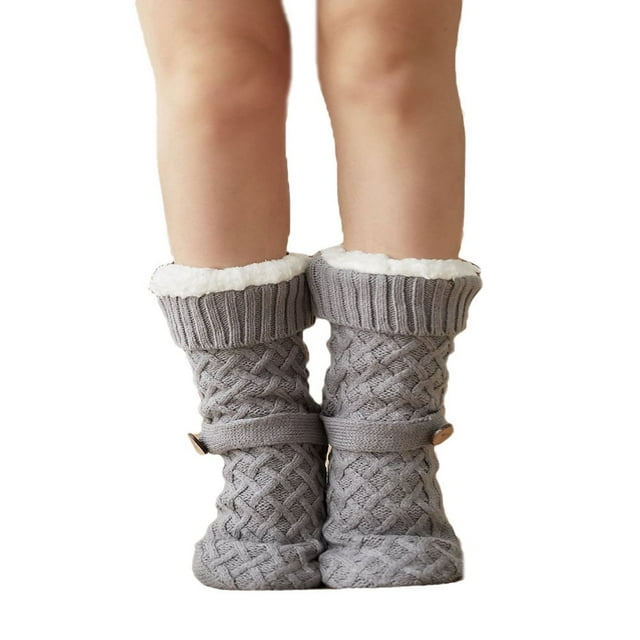 Dsseng Women Fuzzy Socks Fluffy Winter Warm Comfy Thick Socks Non Slip Cozy Knitted Socks with Button