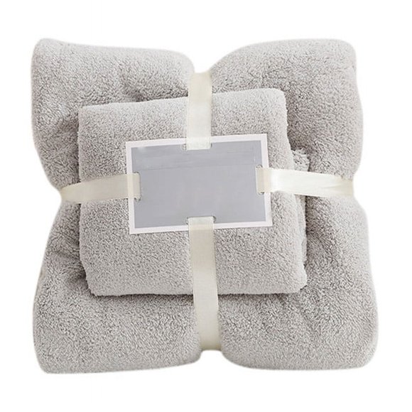 High-Density Coral Fleece Towel and Bath Towel Set with Soft and Absorbent Material and Simple Design in Multiple Colors