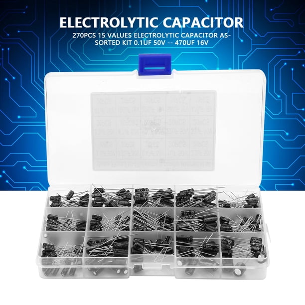 Kit 270uds Condensadores Electrolíticos De 15 Valores Kit Surtido 0.1uF 50V - 470uF 16V