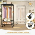 thumbnail image 4 of P6 Medium Rolling Clothes Rack Heavy Duty, Clothing Racks for Hanging Clothes, Freestanding Garment Rack with Wheels, Portable Closet Rack Max Load 370 LBS, 30''W x 14''D x 77.6''H, Black, 4 of 14