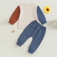 thumbnail image 2 of Zehjuhan 2Pcs Toddler Baby Boy Letter Print Long Sleeve Outfit Sweatshirt and Pants Fall Winter Clothes Set Blue，6-12M, 2 of 7