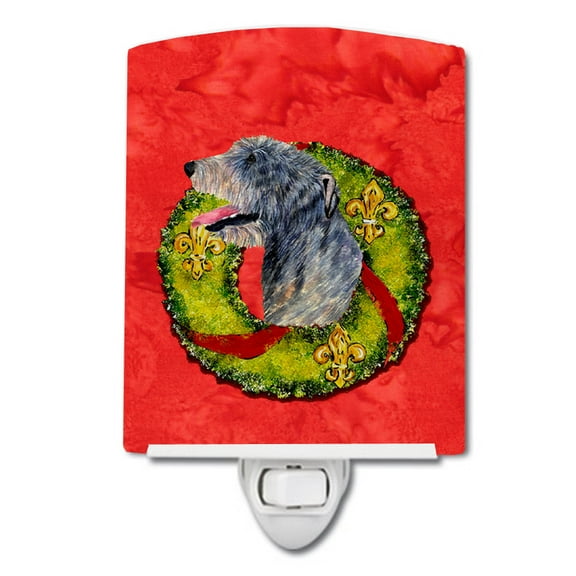 Caroline's Treasures SS4193CNL Irish Wolfhound Cristmas Wreath Ceramic Night Light, 6x4x3", multicolor