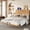 Natural with Headboard, variant on Queen Size Platform Bed with Headboard, Queen Floating Bed with Charging Station, Bamboo-Made Queen Bed Frame with Support Slats for Teens Adults, Natural