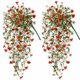thumbnail image 1 of Cateissary Paquete de 4 flores artificiales colgantes, decoración, fáciles de usar, reutilizables, de ABS, para exteriores, jardines, paredes y Decoración del hogar Rojo + Blanco, 1 of 6