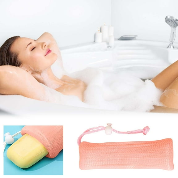 Qnjujn Soap Foaming Net, Hanging Shower Soap Bag Foaming Net, Thickened Nylon Soap Mesh Bag Bath Sponge Net for Rich Foam Lathering Exfoliating Washing Body Soap Storage