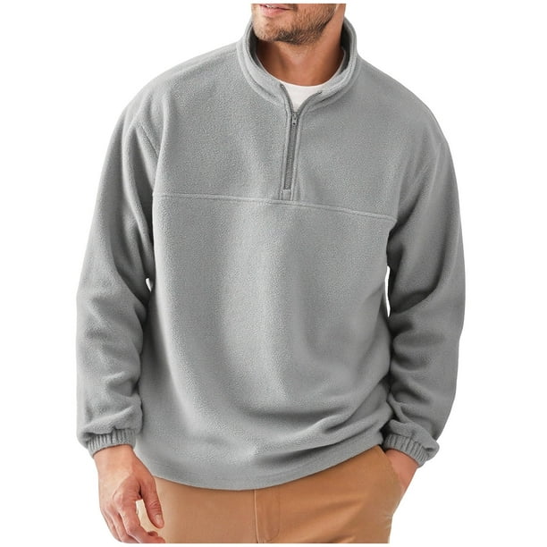 Kalauyu Mens Fuzzy Fleece Sweatshirt Quarter Zip Pullover Long Sleeve Winter Fall Outdoor Warm Outerwear