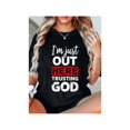 thumbnail image 1 of 100% Cotton i'm Just out Here Trusting God Christian Religious T-Shirt(Hoodie)/(Sweatshirt), 1 of 7