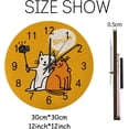 thumbnail image 2 of SKYSONIC Wooden Round Wall Clock Two Cats Making Photo Non Ticking Battery Operated Clocks for Home Office Living Room Bedroom, 2 of 6