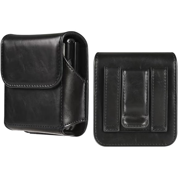 Flip Cell Phone Holder Leather Belt Clip Case Belt Loop Holster Pouch Compatible with Galaxy Z Flip 7 6 5 4 3 5G / Z Flip 5G, Motorola Razr / Ultra 2025, Moto Razr 2025 2024 2023 2022 (Black)