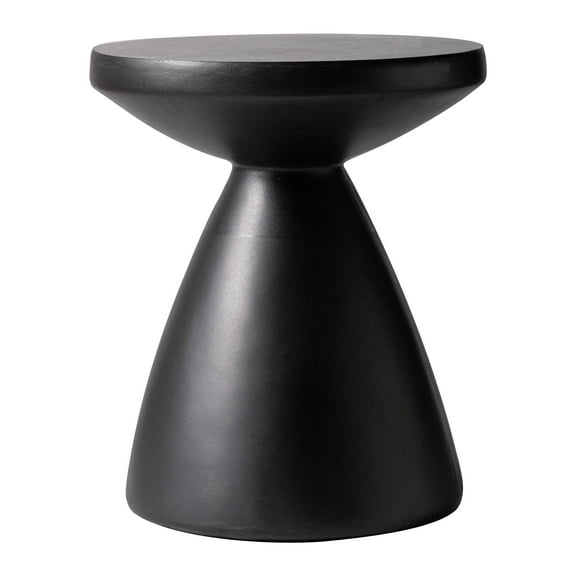 LeisureMod Modern Side Table Lightweight Fiberstone Top 20" Round Accent Table and Hourglass Pedestal Base for Outdoor or Indoor Dune Series in Black