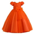 thumbnail image 2 of EGNMCR Vêtements pour Bébé Fille Robe Enfants Robe Sans Manches Princesse Nœud Papillon Dentelle Fleurs Robe en Tulle Robe Capitonnée, 2 of 9
