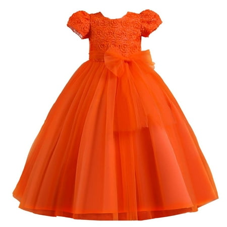 

Honeeladyy Clearance under 10$ Kids Dress Girls Sleeveless Princess Dress Bow Tie Lace Flowers Mesh Dress Tufted Dress