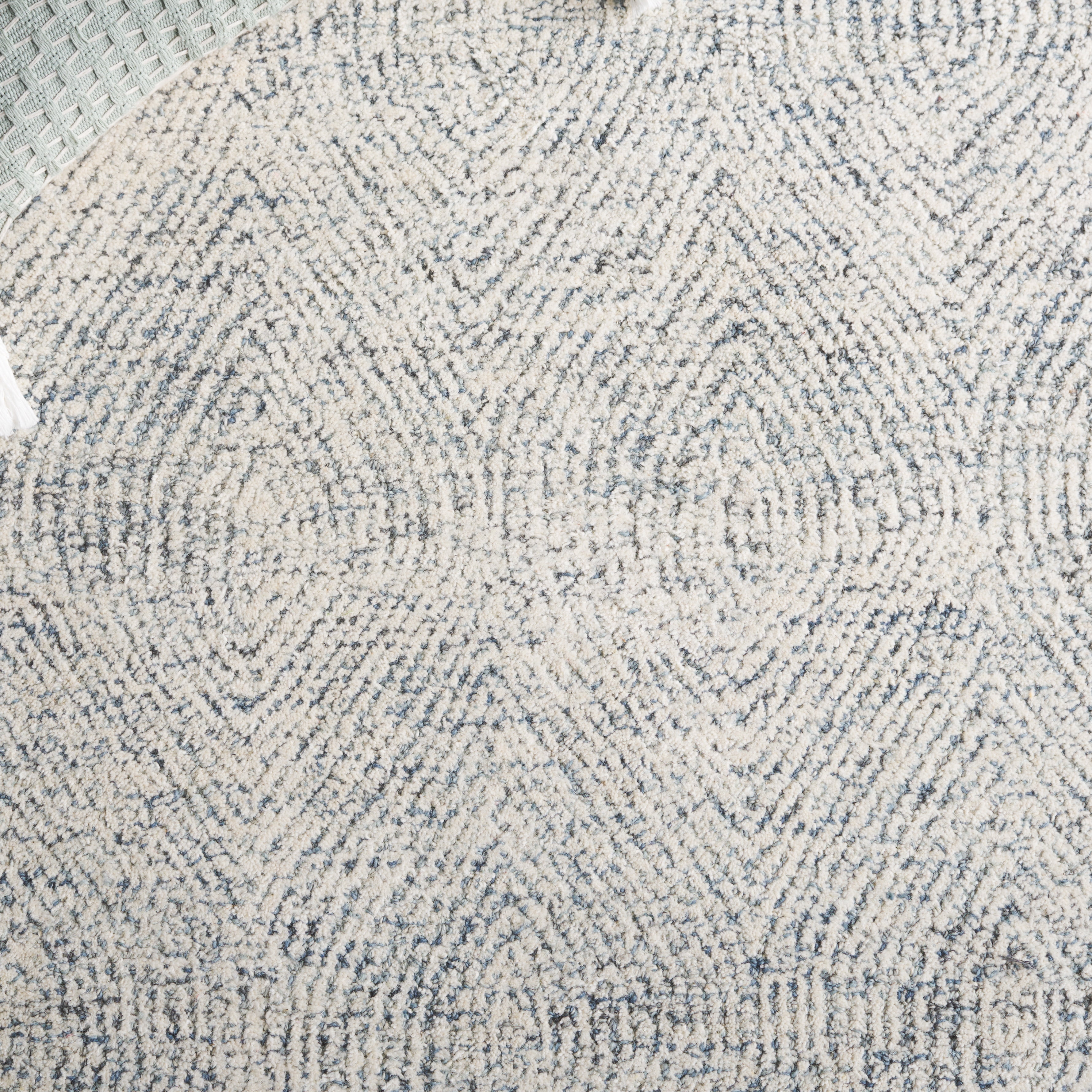 SAFAVIEH Abstract Caelestinus Ogee Wool Runner Rug, Ivory/Blue, 2'3" x 12'