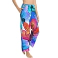 thumbnail image 2 of Naloa Bright Flowers Print Women’s Ultra-Soft Comfy Pajama Lounge Pants with Pockets & Drawstring, 2 of 8