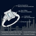 thumbnail image 2 of Gem Stone King 10K White Gold Moissanite Ring | 2.98 Cttw | Emerald Cut 9X7MM | Trillion 4MM | Three Stone Wedding Engagement Anniversary Promise 3-Stone White Gold Ring for Women, 2 of 4