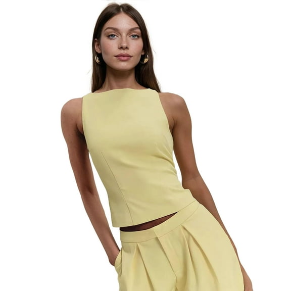 Fitted Crew Neck Sleeveless Top