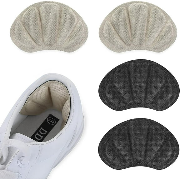 2 Pair Heel Grips Shoes Pads for Shoes Too Big Thick Heel Cushions Liners Inserts Back Insoles Anti Blister Shoe Liners Heel Protectors Add Extra Volume Heel Pads (Black Skin Color)