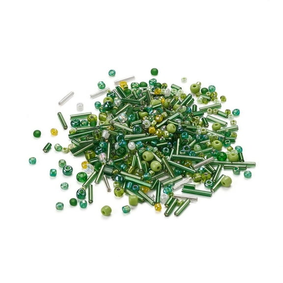 Glass Seed Beads Mixed Style Mixed Shapes Green 1~27x2~4mm Hole: 0.7~1mm
