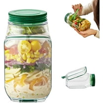 Salad Jar - Salad Pod Mason Jar Side Open with Leakproof Dressing Compartment, Microwave/Dishwasher/Freezer Safe for Meal Prep & Travel (1pcs)