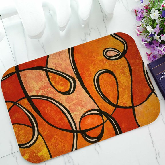 ECZJNT Swirls in shades of orange Doormat Bath Mat Rug Entrance Rug Floor Mats 23.6x15.7 Inch