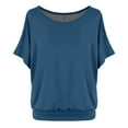 thumbnail image 1 of Camiseta oversize con mangas murciélago para mujer - Manga corta, cuello redondo, color liso, poliéster, informal/para el día a día - S-XXL, 1 of 6