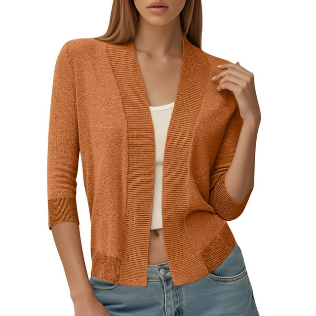 Krdevn Cardigan en Tricot pour Femme, Ouvert à l'Avant, Manches Longues, Doux, Confortable, Décontracté, Automne Hiver, Chandail d'Extérieur, Taille : S